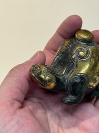An extremely rare and fine Chinese gilt-bronze tortoise-form water dropper and cover, Song
