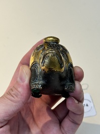 An extremely rare and fine Chinese gilt-bronze tortoise-form water dropper and cover, Song