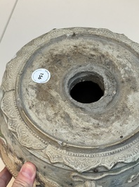 A large Annamese or Vietnamese blue and white inscribed altar vase, 16th C.