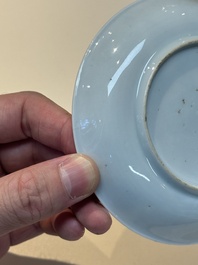 A Chinese famille rose 'Procris and Cephales' cup and saucer, Qianlong