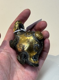 An extremely rare and fine Chinese gilt-bronze tortoise-form water dropper and cover, Song