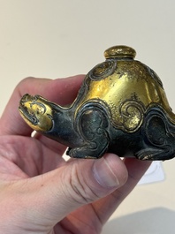 An extremely rare and fine Chinese gilt-bronze tortoise-form water dropper and cover, Song