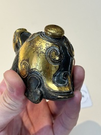 An extremely rare and fine Chinese gilt-bronze tortoise-form water dropper and cover, Song