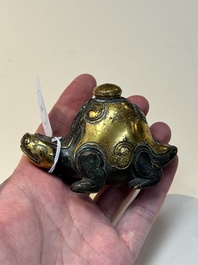 An extremely rare and fine Chinese gilt-bronze tortoise-form water dropper and cover, Song