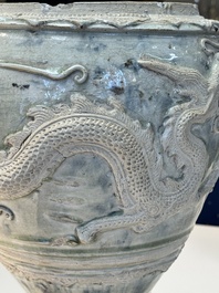 A large Annamese or Vietnamese blue and white inscribed altar vase, 16th C.