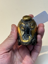 An extremely rare and fine Chinese gilt-bronze tortoise-form water dropper and cover, Song