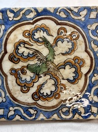 12 polychrome Kubachi pottery tiles with floral design, Dagestan, 19th C.