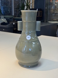 A Chinese Longquan celadon 'touhu' vase, Song/Yuan