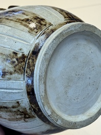 An Annamese or Vietnamese brown-glazed cream-ground 'lotus' ewer, 14th C.
