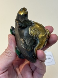 An extremely rare and fine Chinese gilt-bronze tortoise-form water dropper and cover, Song