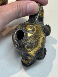 An extremely rare and fine Chinese gilt-bronze tortoise-form water dropper and cover, Song