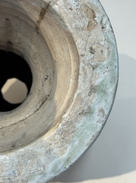A large Annamese or Vietnamese blue and white inscribed altar vase, 16th C.