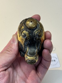An extremely rare and fine Chinese gilt-bronze tortoise-form water dropper and cover, Song