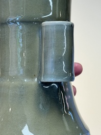 A Chinese Longquan celadon 'touhu' vase, Song/Yuan