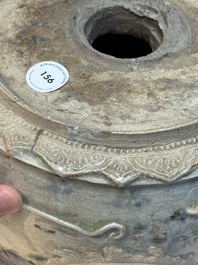 A large Annamese or Vietnamese blue and white inscribed altar vase, 16th C.