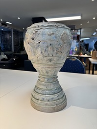 A large Annamese or Vietnamese blue and white inscribed altar vase, 16th C.