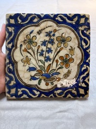 12 polychrome Kubachi pottery tiles with floral design, Dagestan, 19th C.