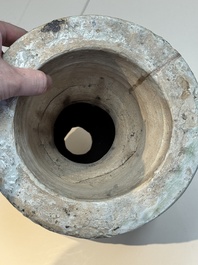A large Annamese or Vietnamese blue and white inscribed altar vase, 16th C.