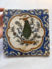 12 polychrome Kubachi pottery tiles with floral design, Dagestan, 19th C.