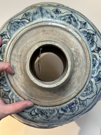 A large Annamese or Vietnamese blue and white inscribed altar vase, 16th C.