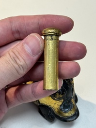 An extremely rare and fine Chinese gilt-bronze tortoise-form water dropper and cover, Song