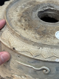 A large Annamese or Vietnamese blue and white inscribed altar vase, 16th C.
