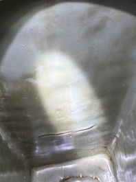 A large Chinese Longquan celadon 'cong' vase, Song/Yuan