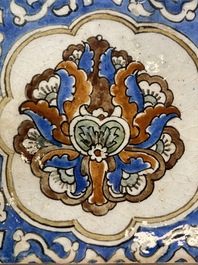 12 polychrome Kubachi pottery tiles with floral design, Dagestan, 19th C.