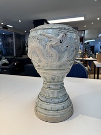 A large Annamese or Vietnamese blue and white inscribed altar vase, 16th C.