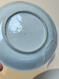 A Chinese famille rose 'Procris and Cephales' cup and saucer, Qianlong