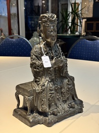 A fine Chinese bronze sculpture figure of Wenchang, Ming