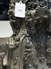 A fine Chinese bronze sculpture figure of Wenchang, Ming