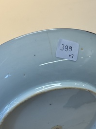 A pair of Chinese Dutch-decorated 'proverb' plates, 18th C.