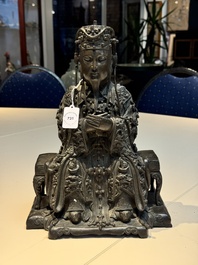 A fine Chinese bronze sculpture figure of Wenchang, Ming