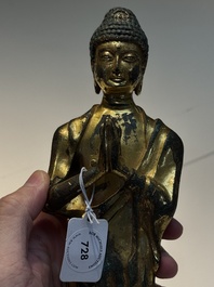 A fine Chinese gilt-bronze standing Buddha, Dali Kingdom, Yunnan, 11/12th C.