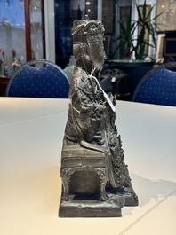A fine Chinese bronze sculpture figure of Wenchang, Ming