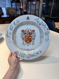 A fine Chinese armorial dish with the arms of Grant for the English market, Yongzheng, ca. 1730