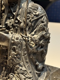 A fine Chinese bronze sculpture figure of Wenchang, Ming