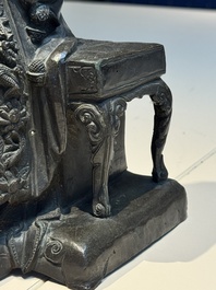 A fine Chinese bronze sculpture figure of Wenchang, Ming