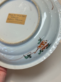 A Chinese famille verte 'elegant beauties in a garden' plate, Kangxi