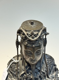 A fine Chinese bronze sculpture figure of Wenchang, Ming