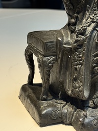 A fine Chinese bronze sculpture figure of Wenchang, Ming