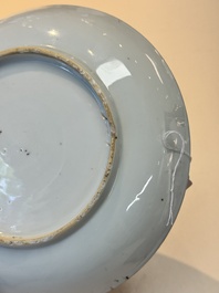 A pair of Chinese Dutch-decorated 'proverb' plates, 18th C.