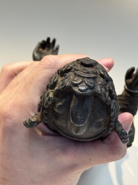A fine and large Chinese bronze standing Buddha, Liao/Jin