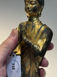 A fine Chinese gilt-bronze standing Buddha, Dali Kingdom, Yunnan, 11/12th C.
