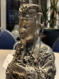 A fine Chinese bronze sculpture figure of Wenchang, Ming