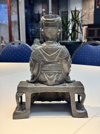 A fine Chinese bronze sculpture figure of Wenchang, Ming