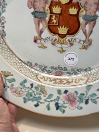 A fine Chinese armorial dish with the arms of Grant for the English market, Yongzheng, ca. 1730