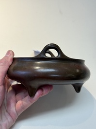 A Chinese bronze tripod censer, Kangxi mark and of the period