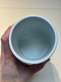 A Chinese famille verte 'Xi Xiang Ji' brush pot, Xue Gu Zhai 學古齋 mark, 19th C.